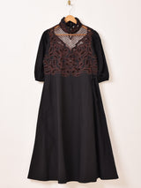 【2色展開】Emerald Motel 刺繍 バルーンスリーブ 半袖ワンピース