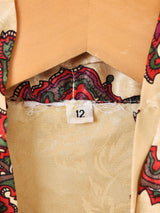 ペイズリー柄 長袖 ボウタイブラウス