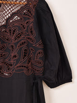 【2色展開】Emerald Motel 刺繍 バルーンスリーブ 半袖ワンピース