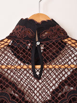 【2色展開】Emerald Motel 刺繍 バルーンスリーブ 半袖ワンピース