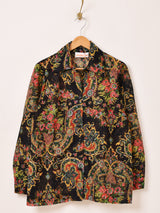 ペイズリー柄 シアーメッシュ 長袖シャツ