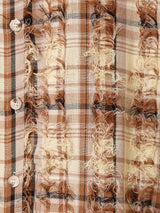 【2色展開】Elcamino チェック柄 フリンジ 長袖シャツ