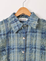 【2色展開】Elcamino チェック柄 フリンジ 長袖シャツ