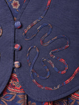 レイヤード風 ペイズリー柄 長袖ワンピース