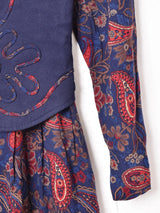 レイヤード風 ペイズリー柄 長袖ワンピース