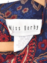 レイヤード風 ペイズリー柄 長袖ワンピース