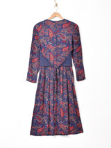 レイヤード風 ペイズリー柄 長袖ワンピース