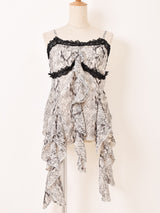 【2色展開】Meridian アニマル柄 ラッフルフリル キャミソール