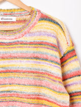 Elcamino マルチボーダー クロップド セーター