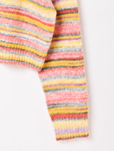 Elcamino マルチボーダー クロップド セーター