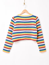 Elcamino レインボーカラー マルチボーダー カーディガン