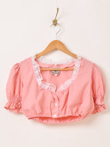 ヨーロッパ製 後染め クロップド チロルブラウス