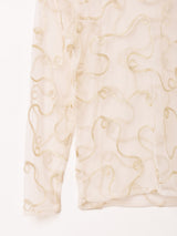 【4色展開】Emerald Motel テープ刺繍 長袖 シアーカットソー