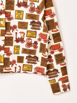 Emerald Motel 総柄 アンティークモチーフ 長袖 オープンカラーシャツ