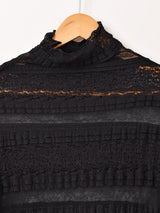 【2色展開】Meridian 半袖 タートルネック フリルレース カットソー