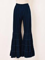 【3色展開】Meridian ベロア フリルヘム ロングパンツ