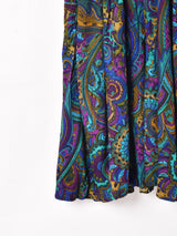 総柄 パフスリーブ 長袖ワンピース