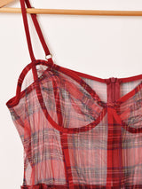 【2色展開】Meridian チェック柄 チュール コルセット キャミソールワンピース