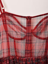 【2色展開】Meridian チェック柄 チュール コルセット キャミソールワンピース