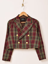 【2色展開】Meridian チェック柄 ショート テーラードジャケット