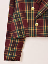 【2色展開】Meridian チェック柄 ショート テーラードジャケット