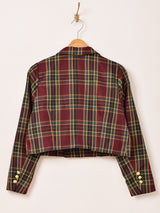 【2色展開】Meridian チェック柄 ショート テーラードジャケット