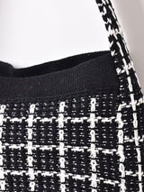 【2色展開】チェック柄 ニット トートバッグ