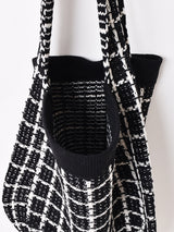 【2色展開】チェック柄 ニット トートバッグ