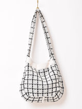 【2色展開】チェック柄 ニット トートバッグ