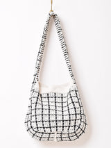 【2色展開】チェック柄 ニット トートバッグ