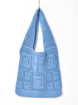 【3色展開】スクエアパターン クロシェ トートバッグ