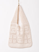 【3色展開】スクエアパターン クロシェ トートバッグ