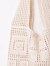 【3色展開】スクエアパターン クロシェ トートバッグ