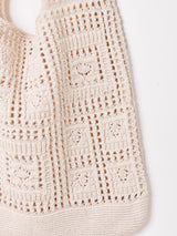 【3色展開】スクエアパターン クロシェ トートバッグ