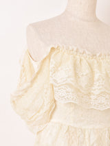 Made In USA 70's "GUNNE SAX" オフショルダー レース ロングドレス