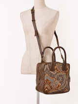 【3色展開】総柄 ゴブラン織り 2Way ハンドバッグ