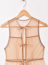 【5色展開】Meridian チュール フロントオープン ノースリーブワンピース