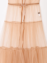 【5色展開】Meridian チュール フロントオープン ノースリーブワンピース