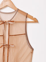 【5色展開】Meridian チュール フロントオープン ノースリーブワンピース