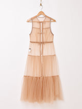 【5色展開】Meridian チュール フロントオープン ノースリーブワンピース