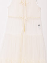 【5色展開】Meridian チュール フロントオープン ノースリーブワンピース