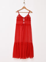 【6色展開】Meridian チュール フロントオープン キャミソールワンピース