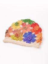 【2色展開】カラフルフラワー クロシェ ワッチキャップ