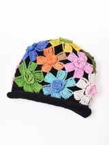 【2色展開】カラフルフラワー クロシェ ワッチキャップ