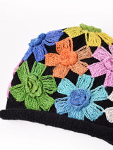 【2色展開】カラフルフラワー クロシェ ワッチキャップ