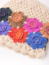 【2色展開】カラフルフラワー クロシェ ニットキャップ