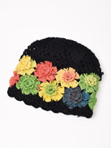 【2色展開】カラフルフラワー クロシェ ニットキャップ