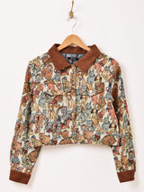 【2色展開】Meridian アニマル ゴブラン織り ショートジャケット 犬&猫柄