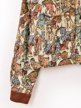 【2色展開】Meridian アニマル ゴブラン織り ショートジャケット 犬&猫柄