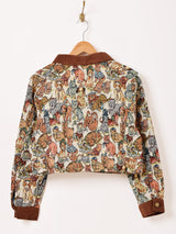 【2色展開】Meridian アニマル ゴブラン織り ショートジャケット 犬&猫柄